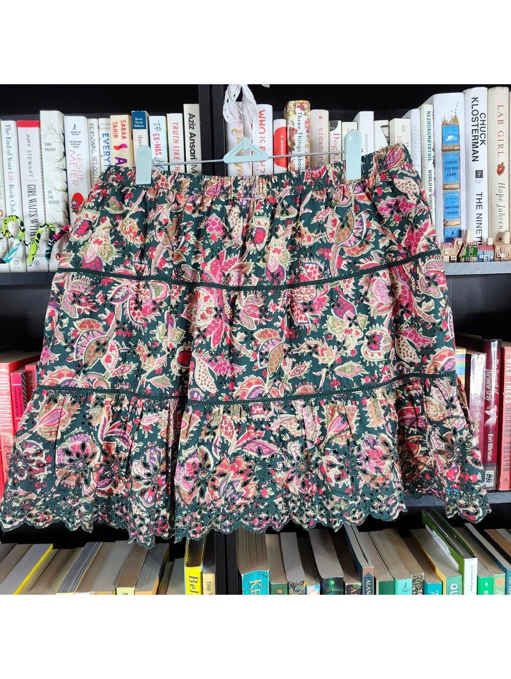 jennifer & grace Paisley Embroidered Tiered Mini Skirt Boho Cottagecore
